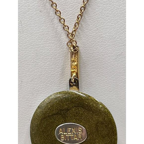 Alexis Bittar Handcrafted White Lucite
Pendent Necklace Gold 
Backing Signed - Picture 10 of 14